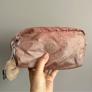 Kipling Metallic Pink Yvonn Cosmetics Bag 🦧